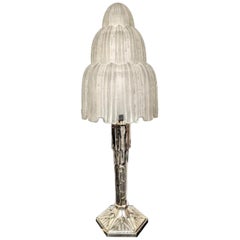French Art Deco waterfall Table Lamp Signed by Sabino (pair available)