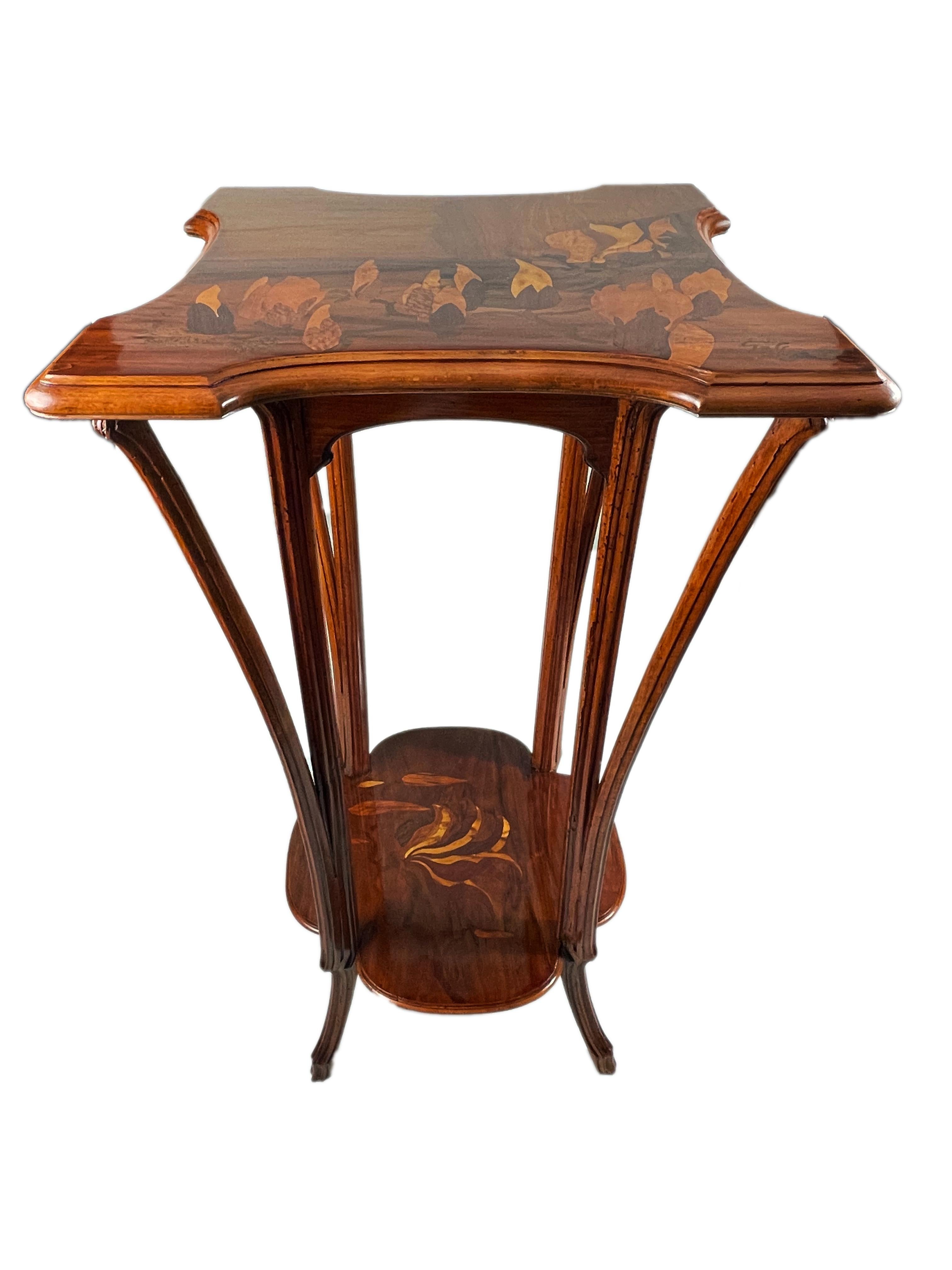 French Art Nouveau Carved Fruitwood & Marquetry Pedestal by, Emile Gallé For Sale 2