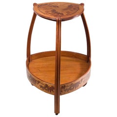 A French Art Nouveau Carved & Inlaid Marquetry Side Table by, Louis Majorelle