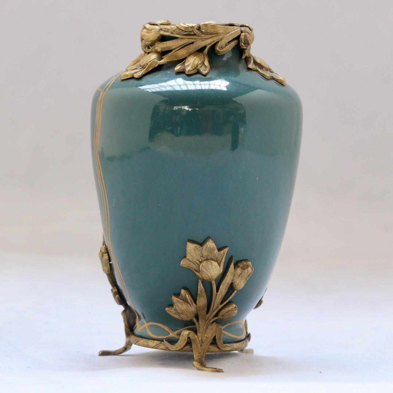 Porcelain French Art Nouveau Naïade Jewell Vase, circa 1890