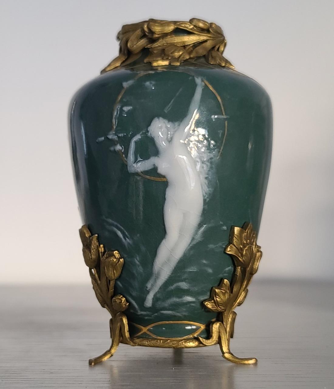 French Art Nouveau Naïade Jewell Vase, circa 1890 1