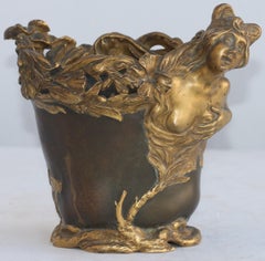 French Art Nouveau Symbolist Nymph Flower Bronze Vase, circa 1900