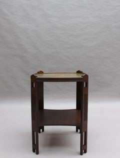 French Art Nouveau Wood and Brass Gueridon