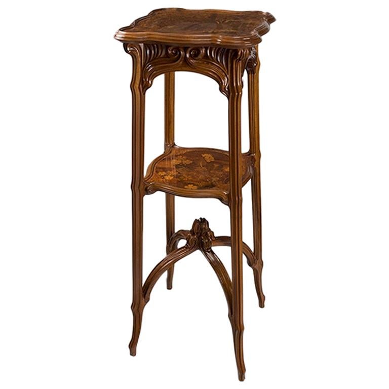 Pedestal de madera Art Nouveau francés de Emile Gallé