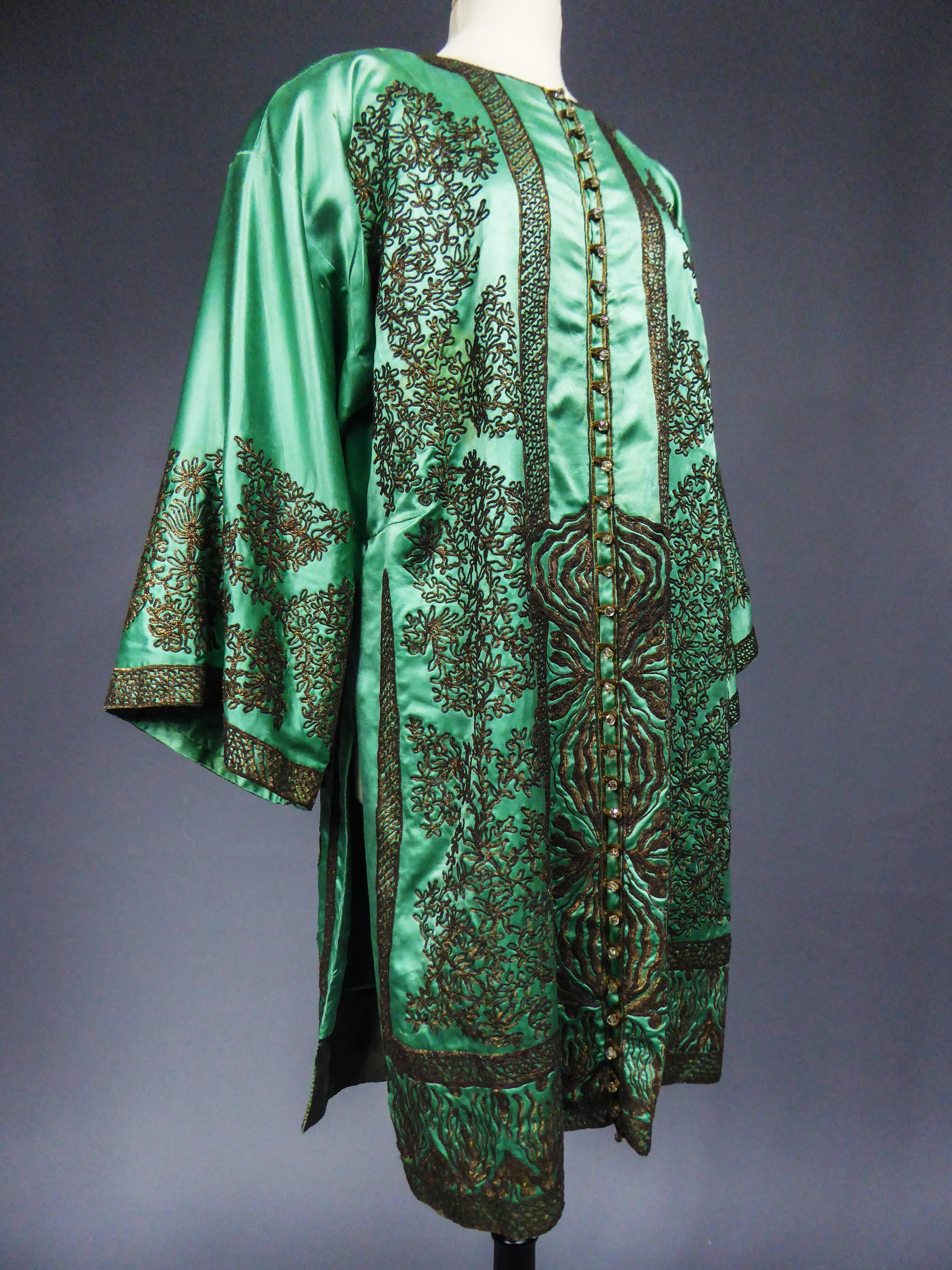 Women's or Men's A French Babani Couture Embroidered Satin Kaftan - Museum Piece Circa 1920