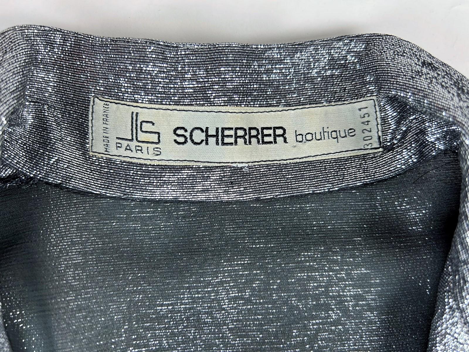 Abito da ballo francese di Jean-Louis Scherrer in lamé d'argento n° 302451 Circa 1985 In condizioni buone in vendita a Toulon, FR