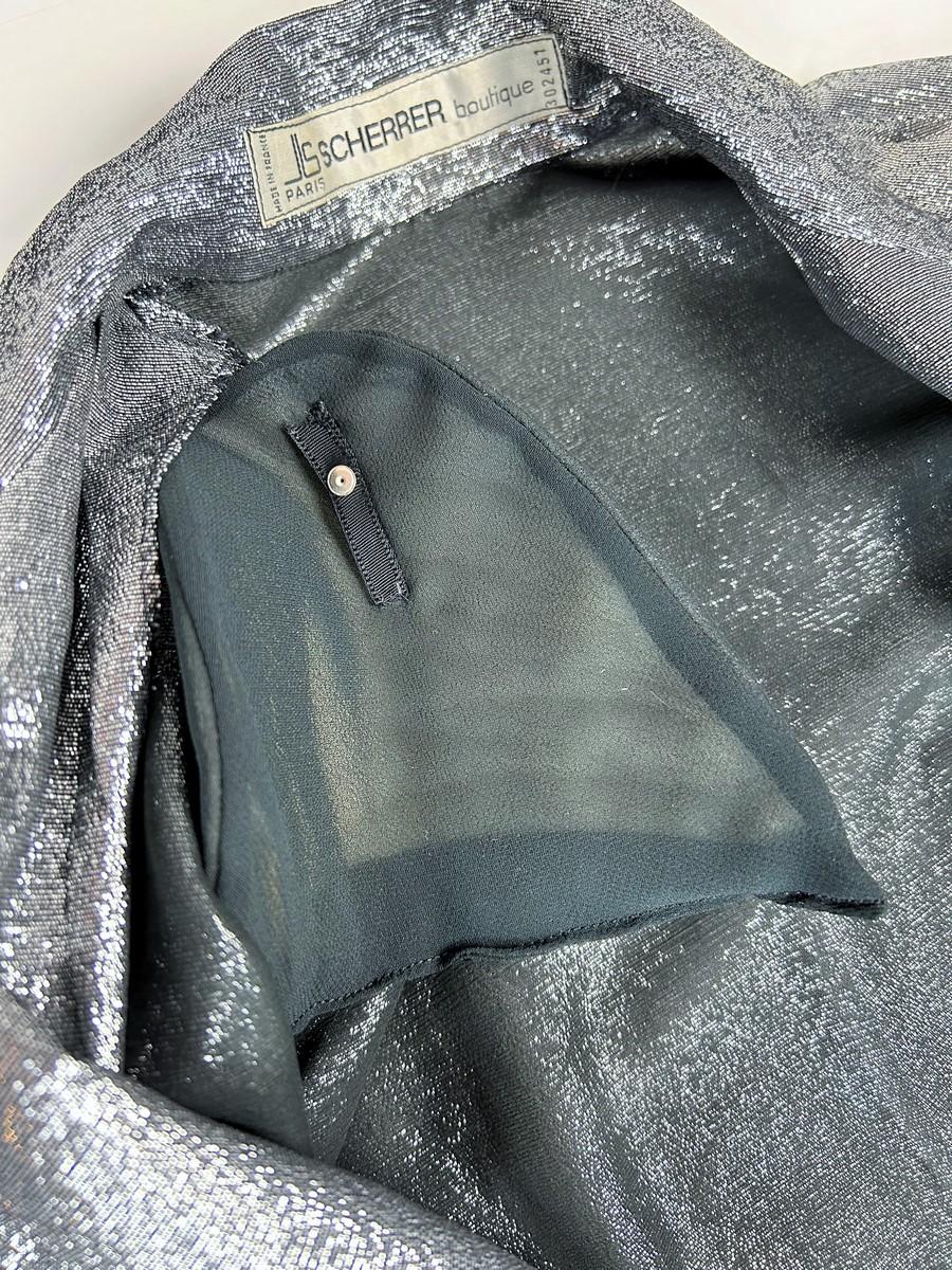 Donna Abito da ballo francese di Jean-Louis Scherrer in lamé d'argento n° 302451 Circa 1985 in vendita