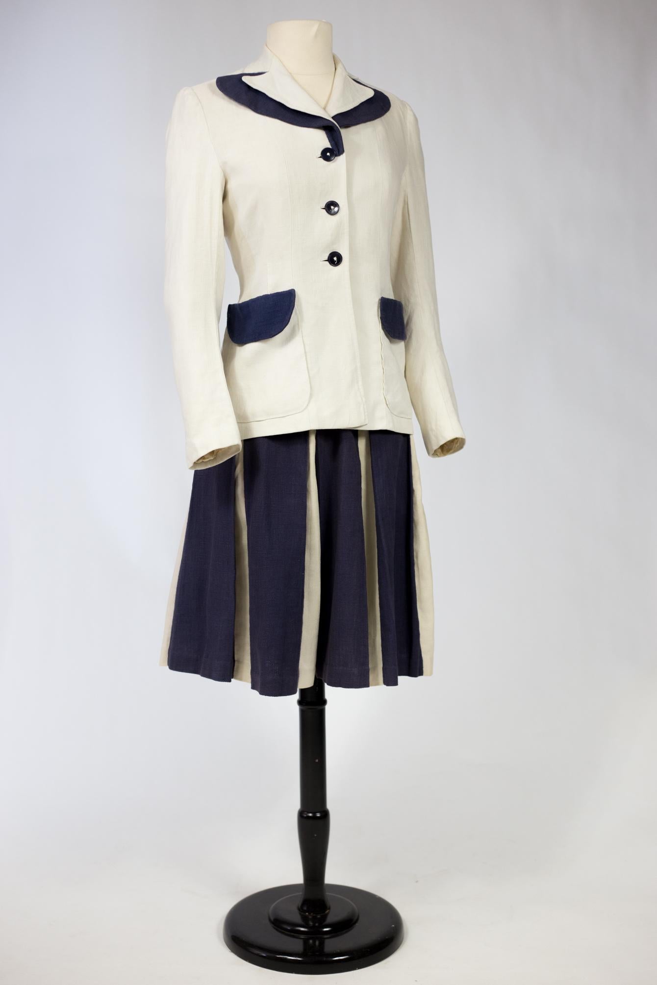 A French Bar Navy suit Circa 1945/1950 In Good Condition In Toulon, FR