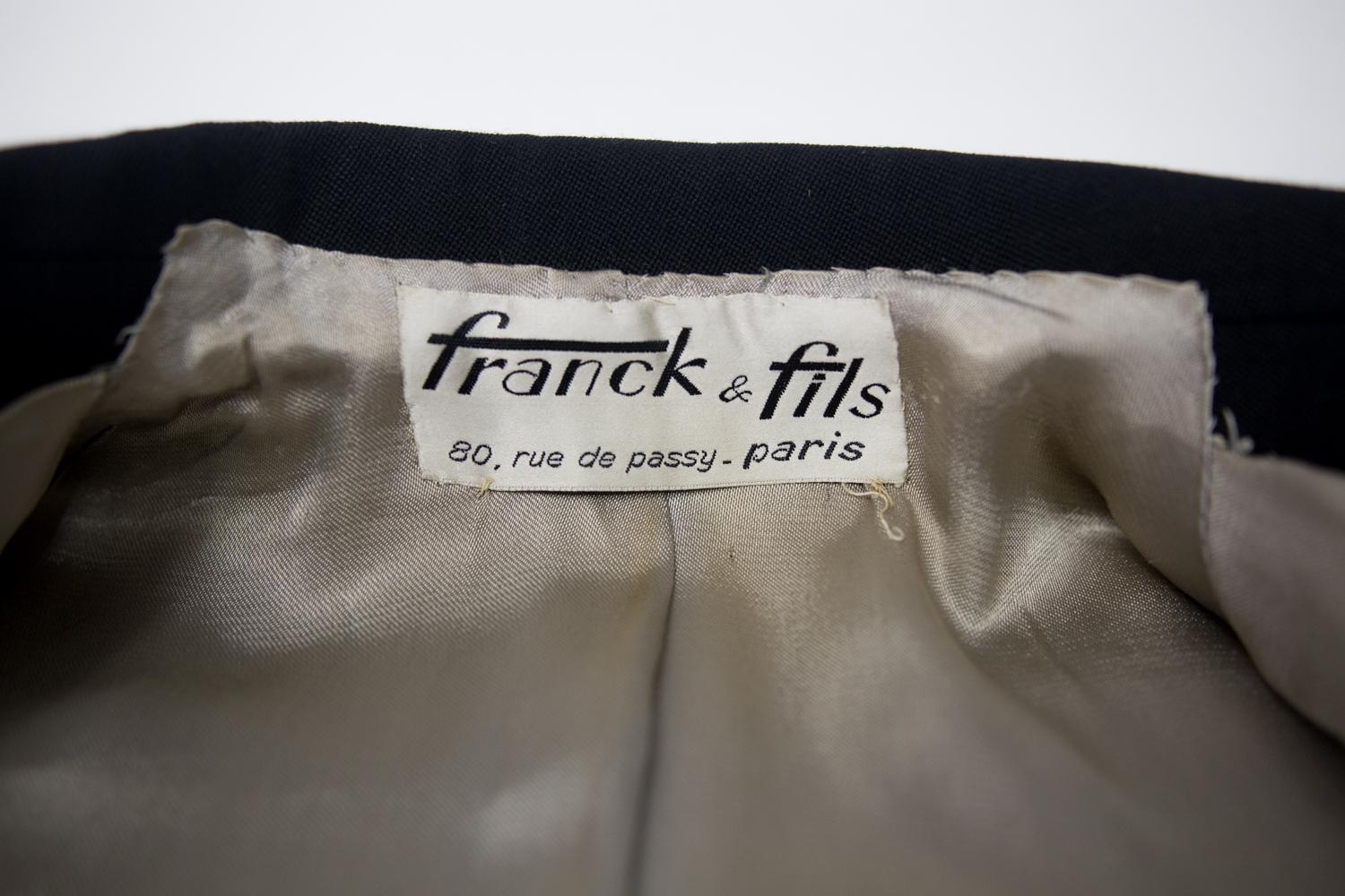 Französischer Bar-Anzug-Rock und Jacke von Franck & Fils - Paris um 1945/1950 (Schwarz) im Angebot