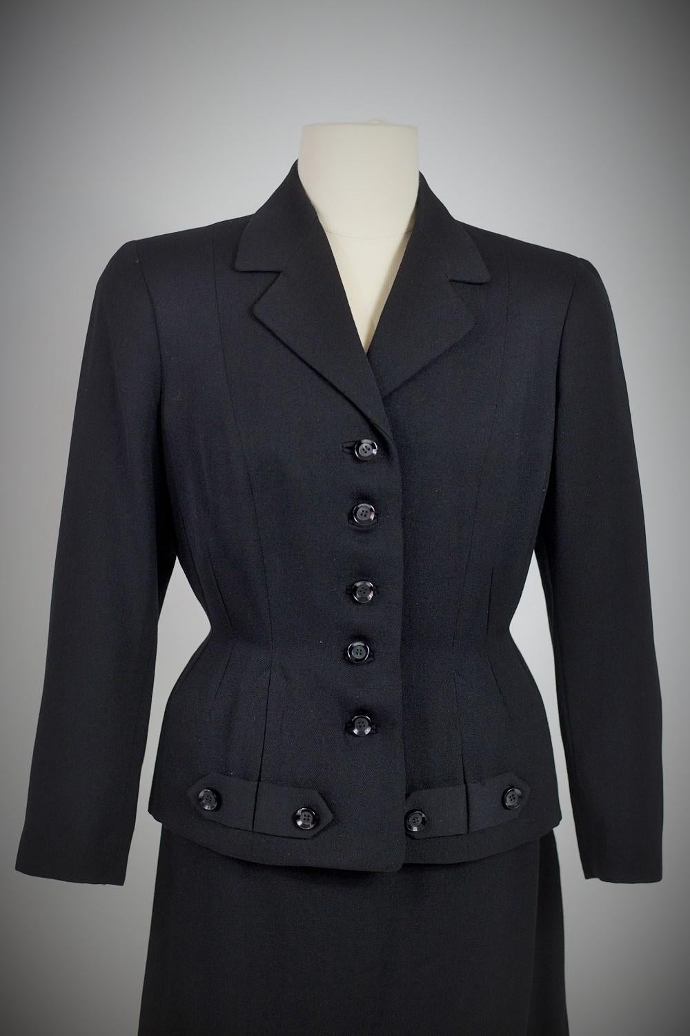 A French Bar Suit skirt and jacket By Franck & Fils - Paris Circa 1945/1950 In Good Condition For Sale In Toulon, FR