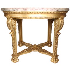 A French Baroque 19th-20th C. Louis XV Style Gildwood Carved Round Center Table
