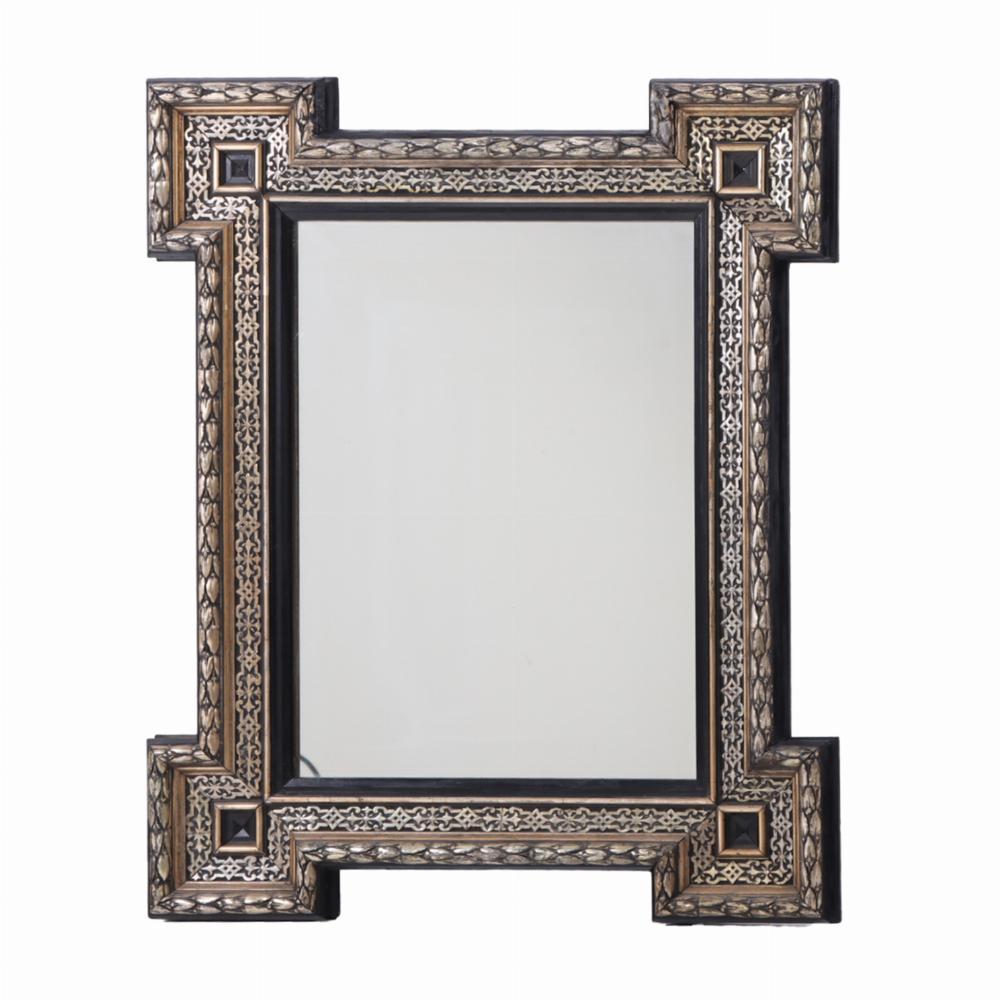 19th Century A French Baroque style black silver leaf mirror frame, C. 1890. For Sale