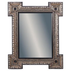 A French Baroque style black silver leaf mirror frame, C. 1890.