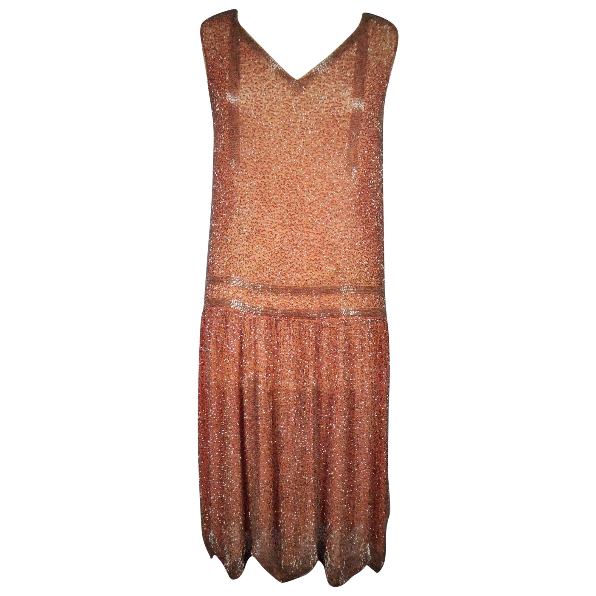 A French Beaded Flapper Dress Circa 1925  For Sale