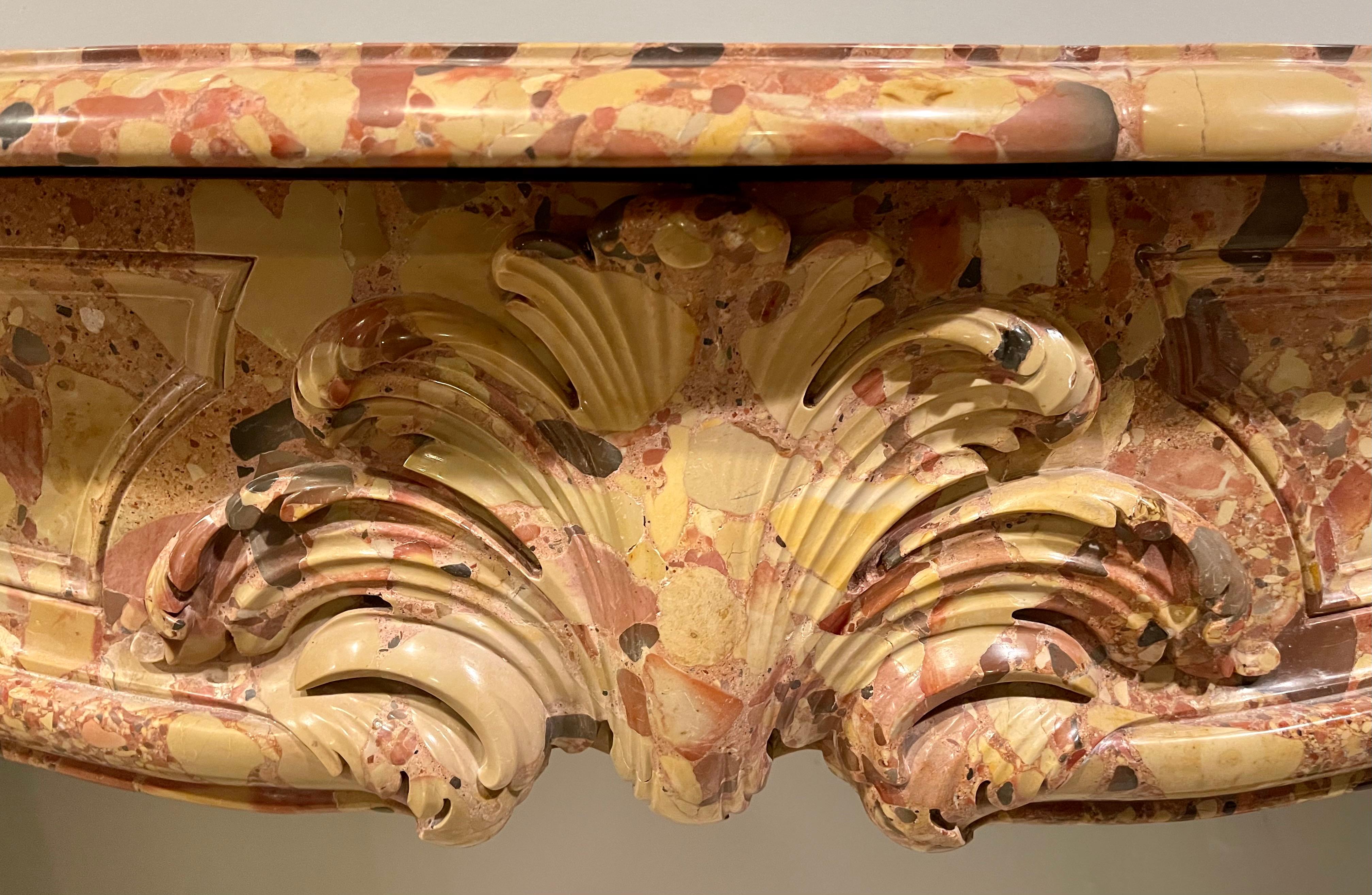 French Beige and Rouge Marble Fire Surround In Good Condition For Sale In Stamford, CT