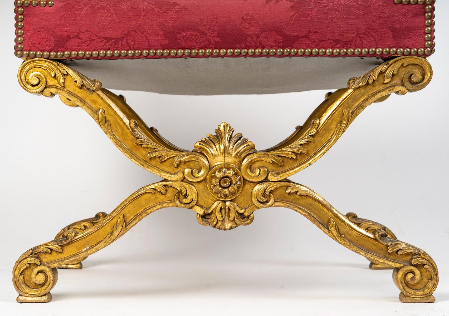 Uno sgabello francese Belle Époque Curule del 1880 circa In condizioni buone in vendita a Saint-Ouen, FR