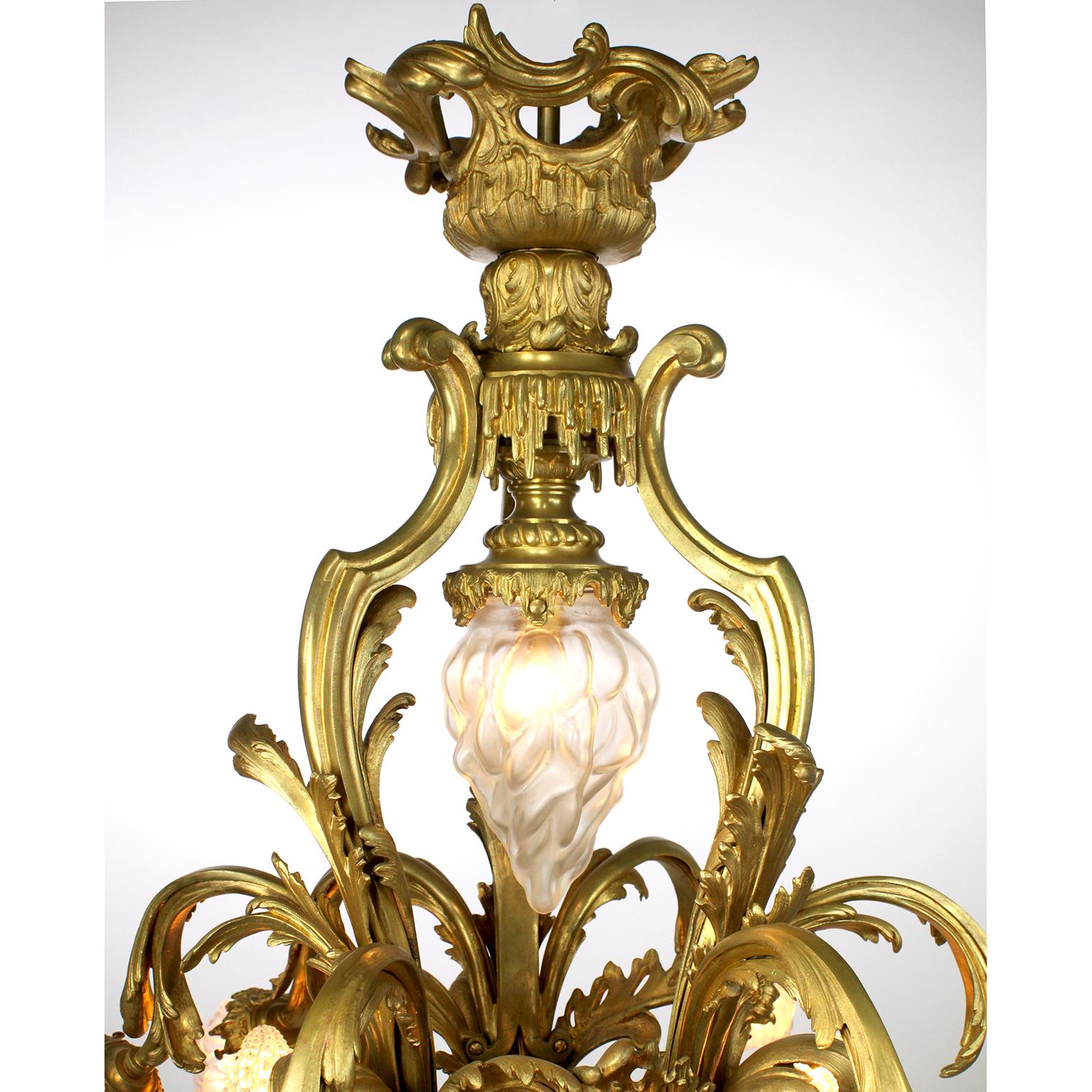 A French Belle Époque Gilt Bronze & Patinated Bronze Ten-Light Cherub Chandelier For Sale 4