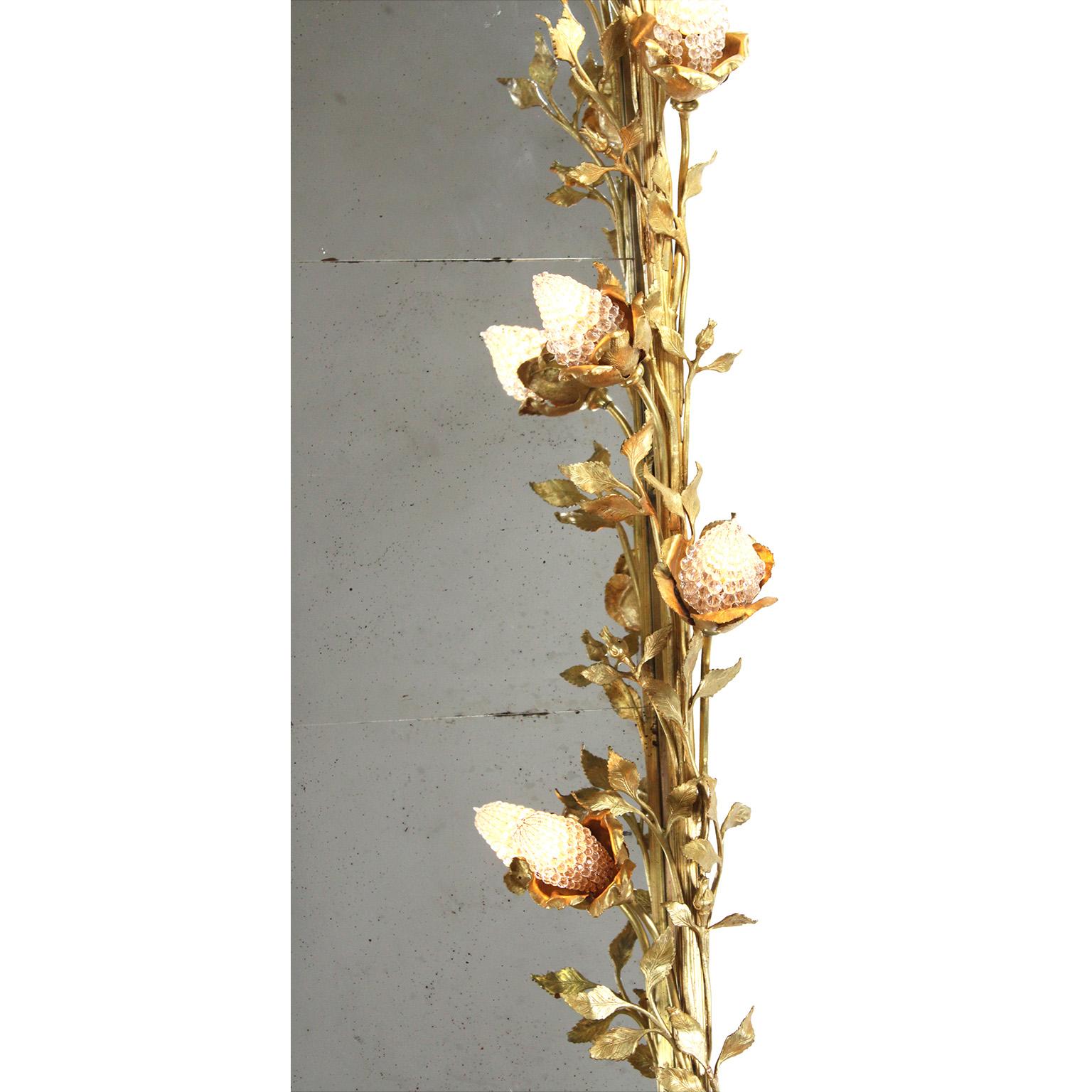 Französische Belle Époque Konsole und Spiegel aus vergoldetem Metall und Giltwood mit Blumenranken im Angebot 3