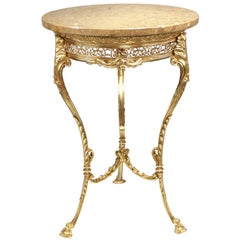 A French Belle Époque Louis XV Style Gilt-Bronze Gueridon Table with Marble Top