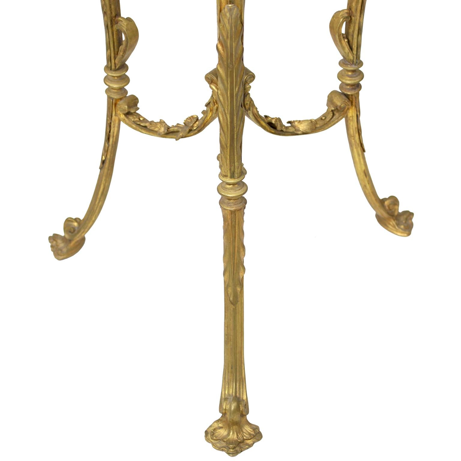 A French Belle Époque Louis XV Style Gilt-Bronze Gueridon Table with Marble Top For Sale 5