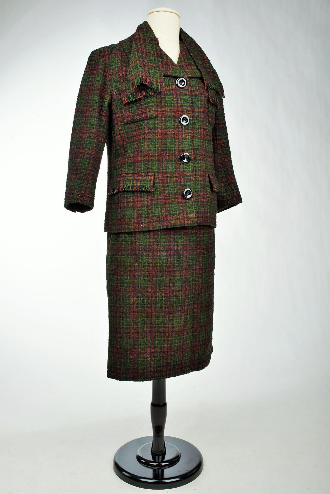A French Dior/Bérénice Demi Couture skirt suit Wool Tartan, French Circa 1970 For Sale 2