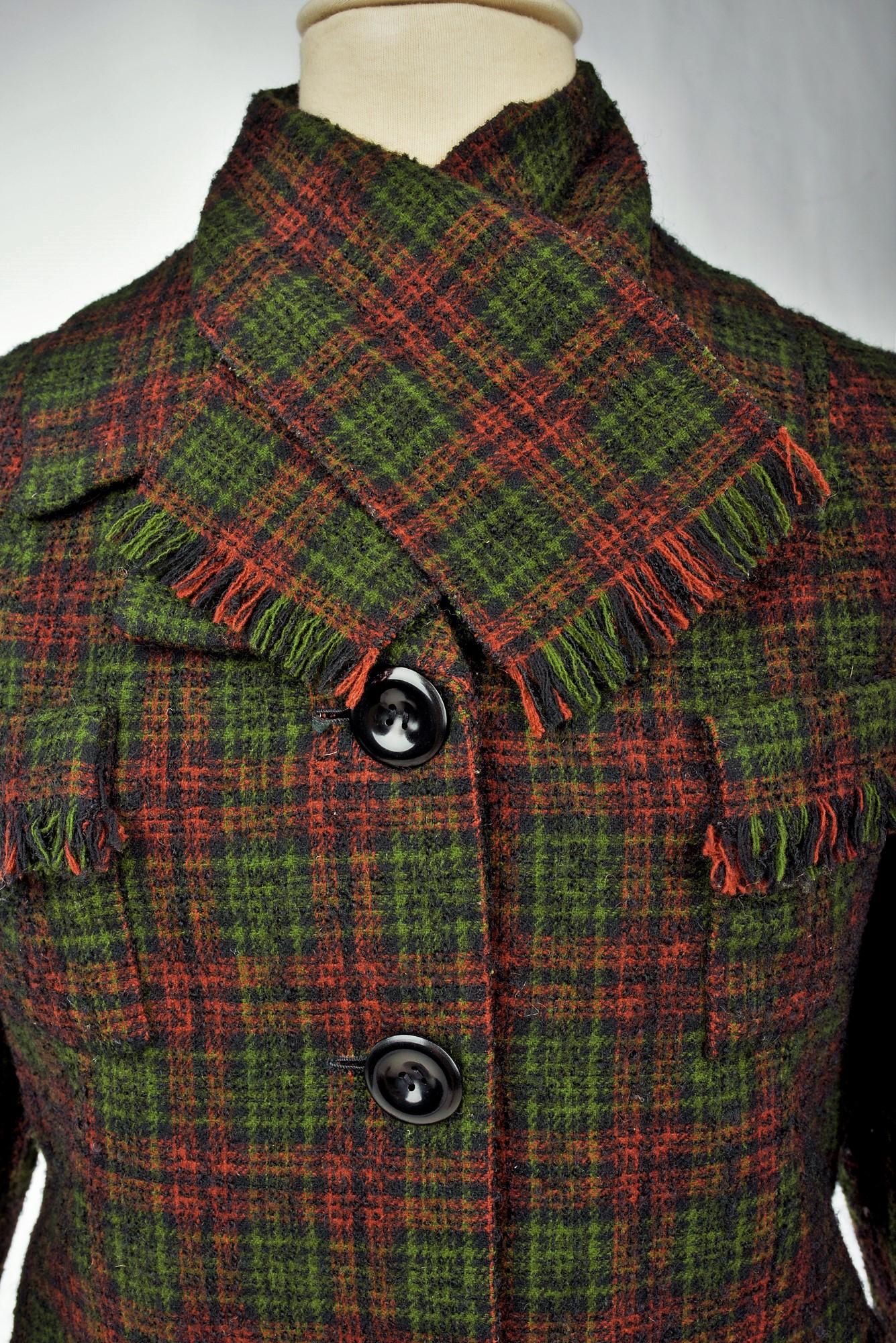Women's A French Dior/Bérénice Demi Couture skirt suit Wool Tartan, French Circa 1970 For Sale