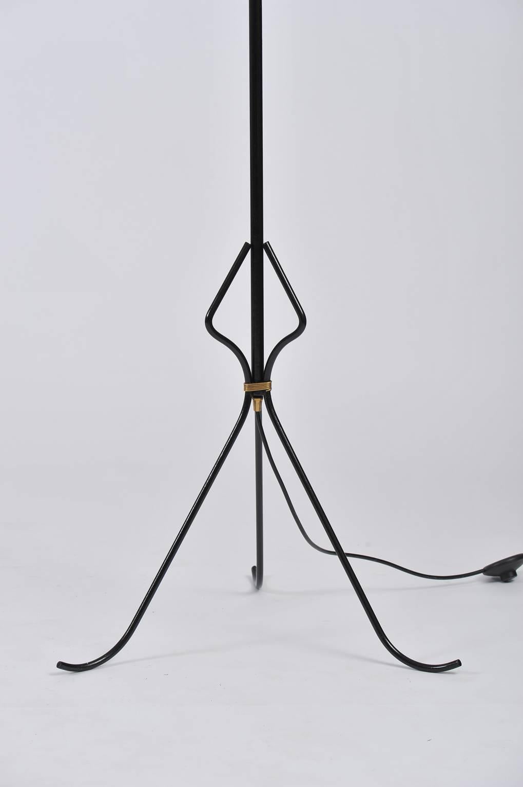 Mid-Century Modern French Black Iron 1950s Floor Lamp