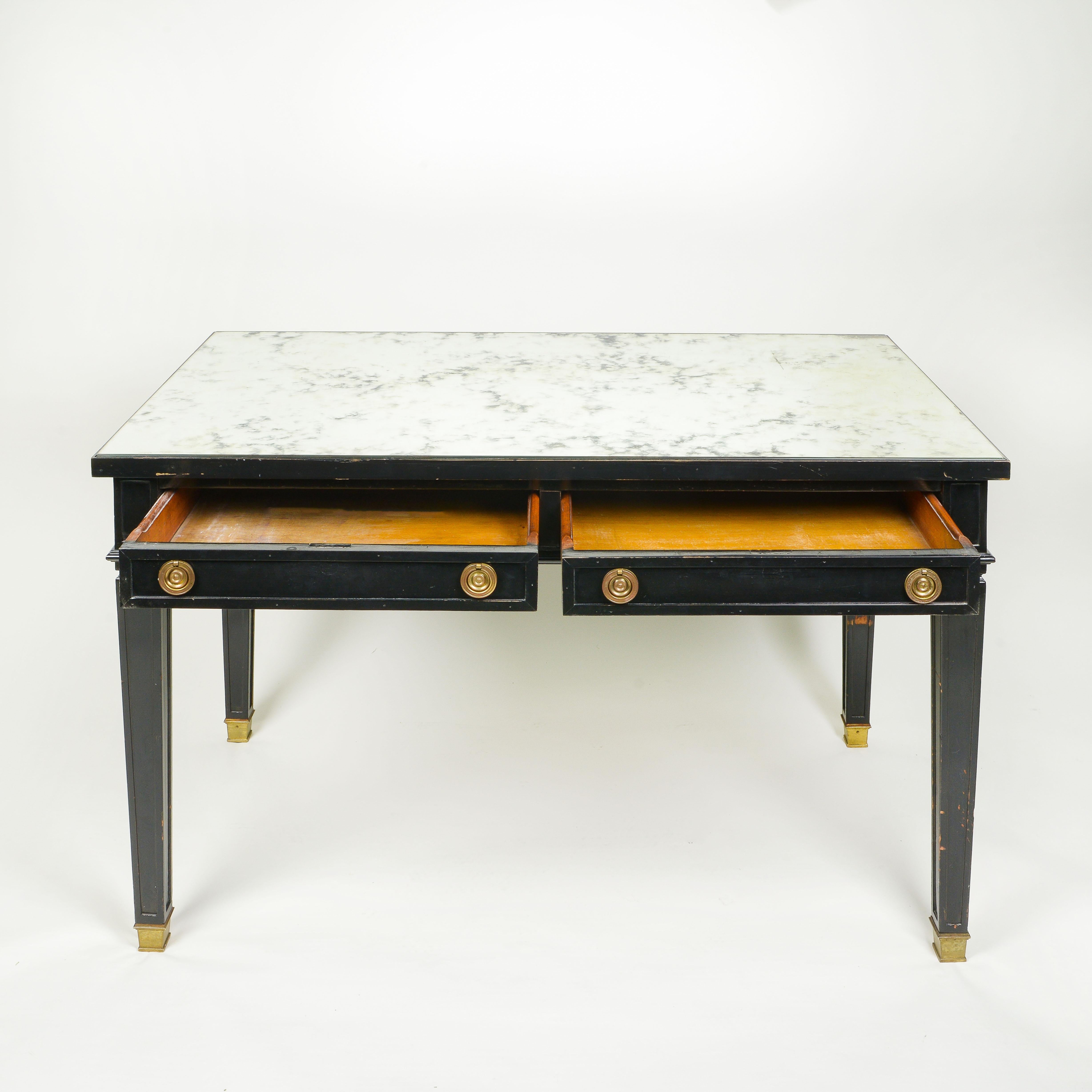 Mid-20th Century A French Black Lacquer Writing Table For Sale