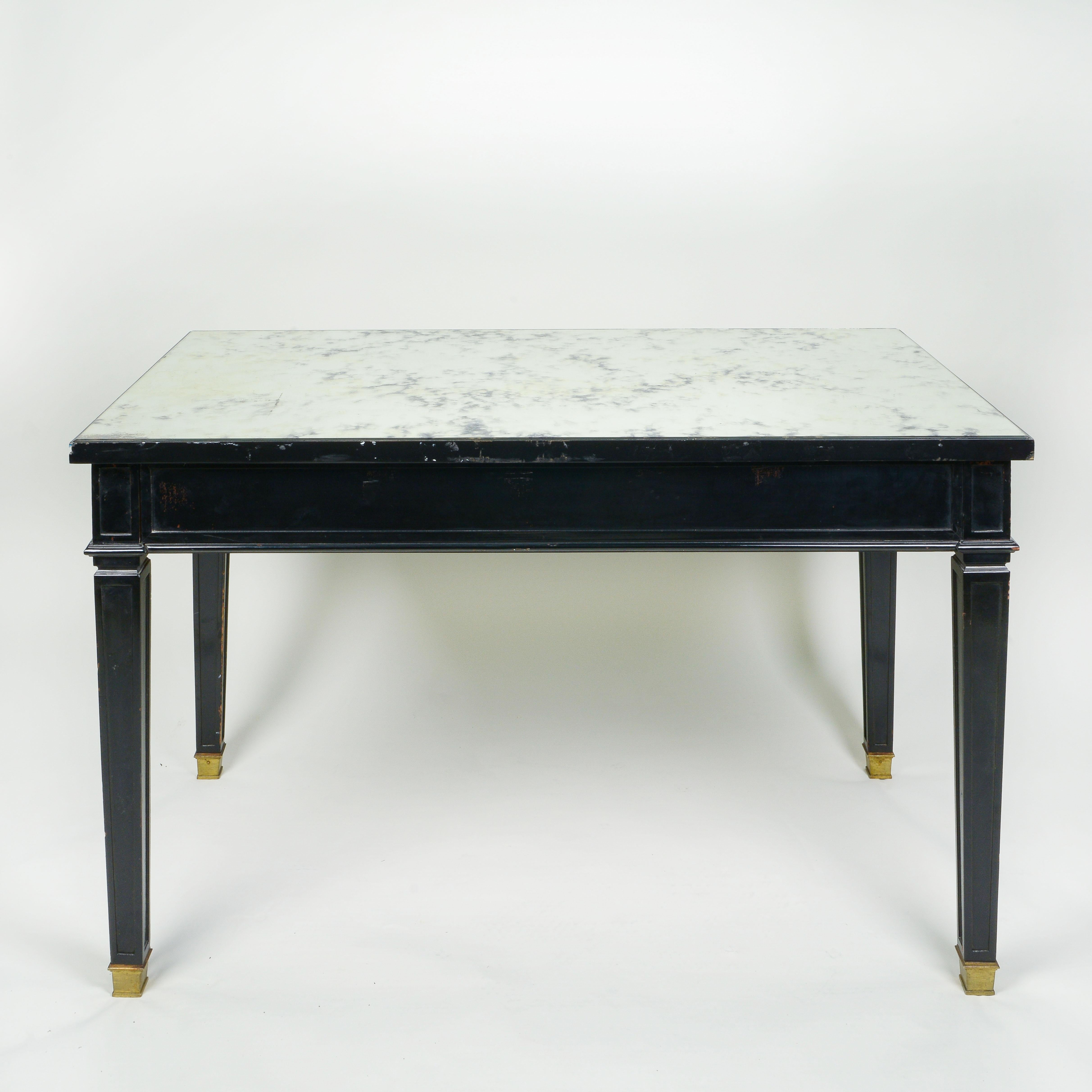 Brass A French Black Lacquer Writing Table For Sale