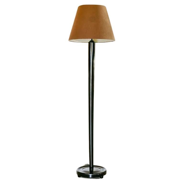 French Black Lacquered Floor Lamp, 1950s