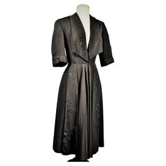 A French Black Silk Dinner Dress signed LR Rue de la Paix - Paris Circa 1940