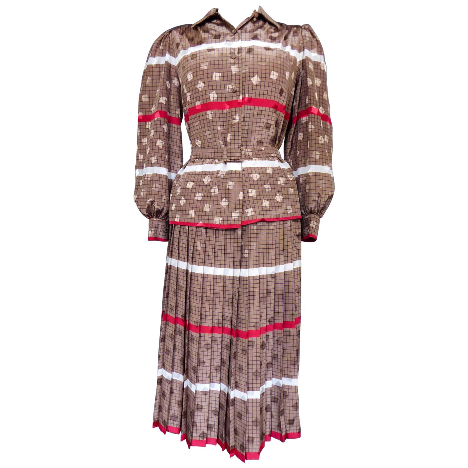 A French Blouse and Pleated Skirt By Cacharel (Attributed to) Circa 1980