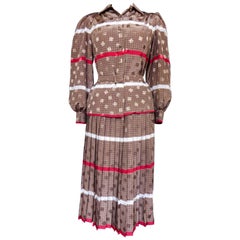 A French Blouse and Pleated Skirt By Cacharel (Attributed to) Circa 1980