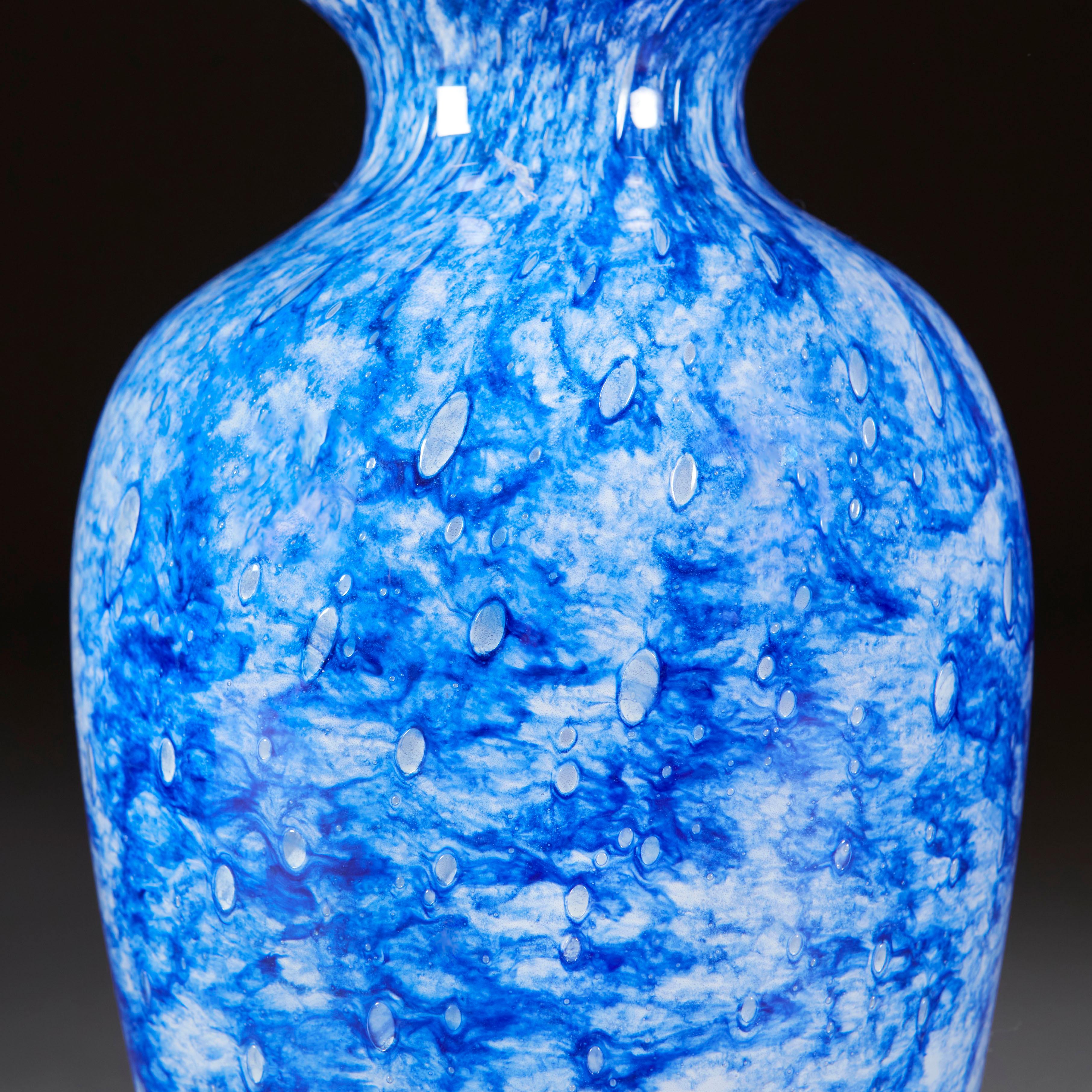 20th Century French Blue Glass Vase as a Lamp