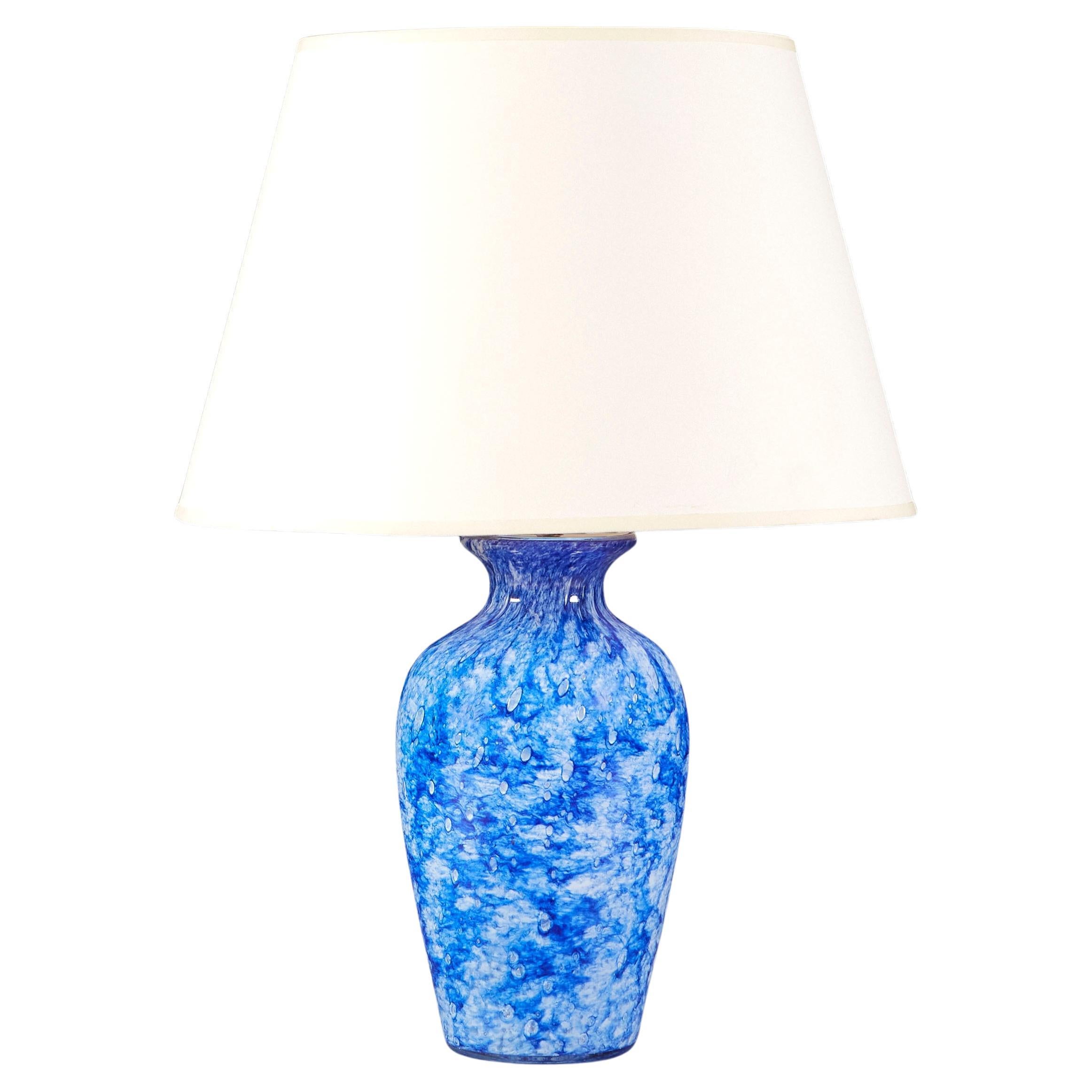 French Blue Glass Vase as a Lamp
