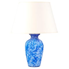 Vintage French Blue Glass Vase as a Lamp