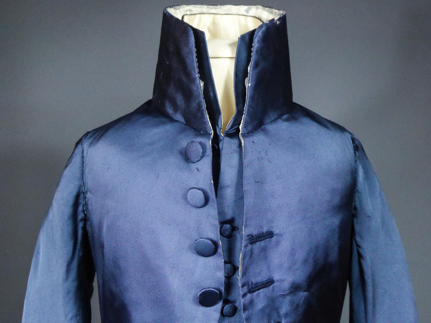  A French Blue Silk Habit de Ville Complete Frock Coat - Napoleonic Period 1805 9