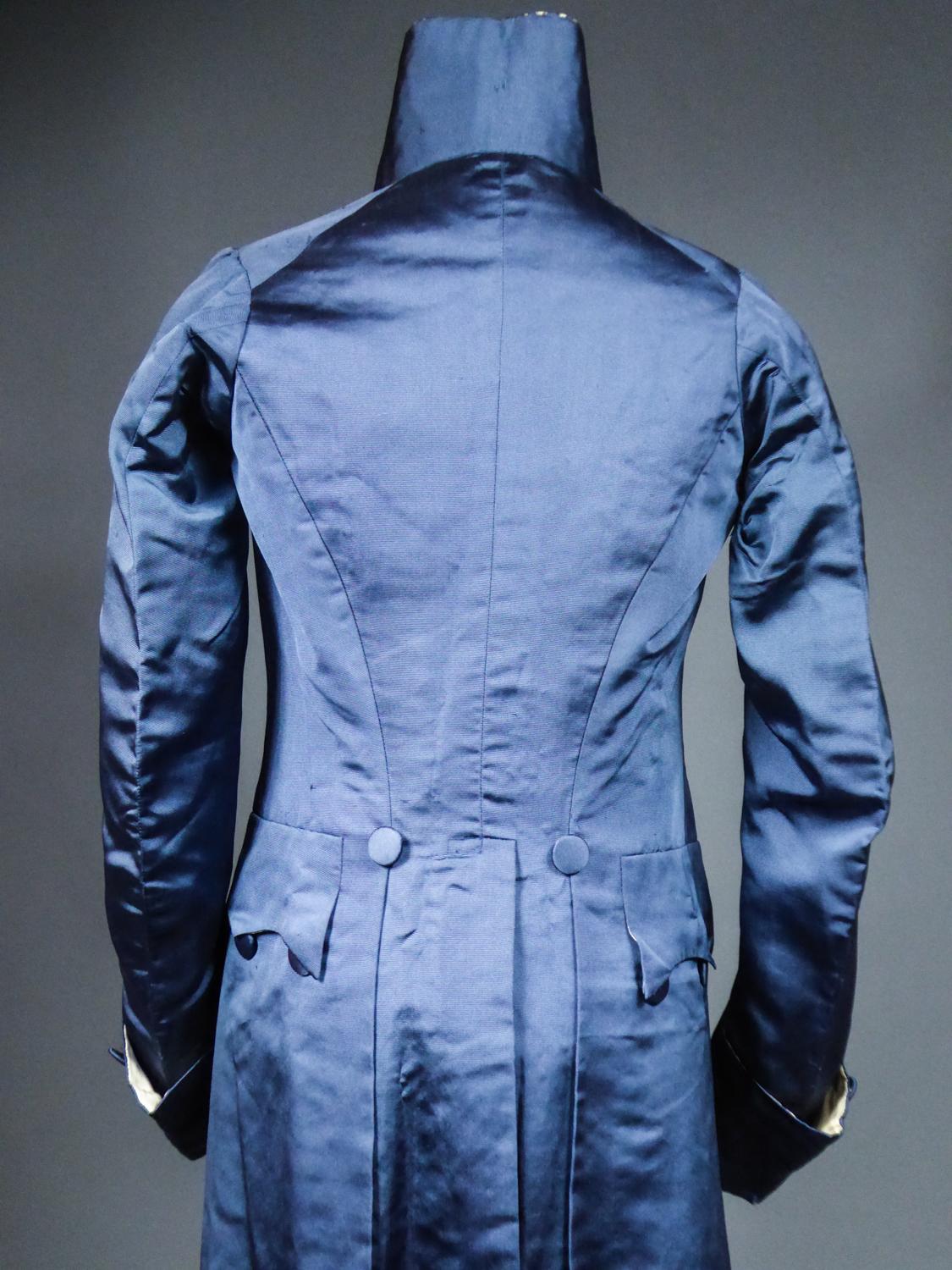  A French Blue Silk Habit de Ville Complete Frock Coat - Napoleonic Period 1805 11