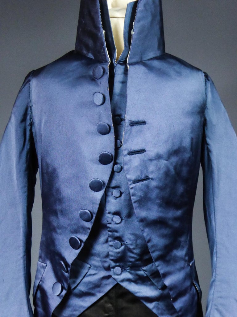 A French Blue Silk Habit de Ville Complete Frock Coat - Napoleonic ...