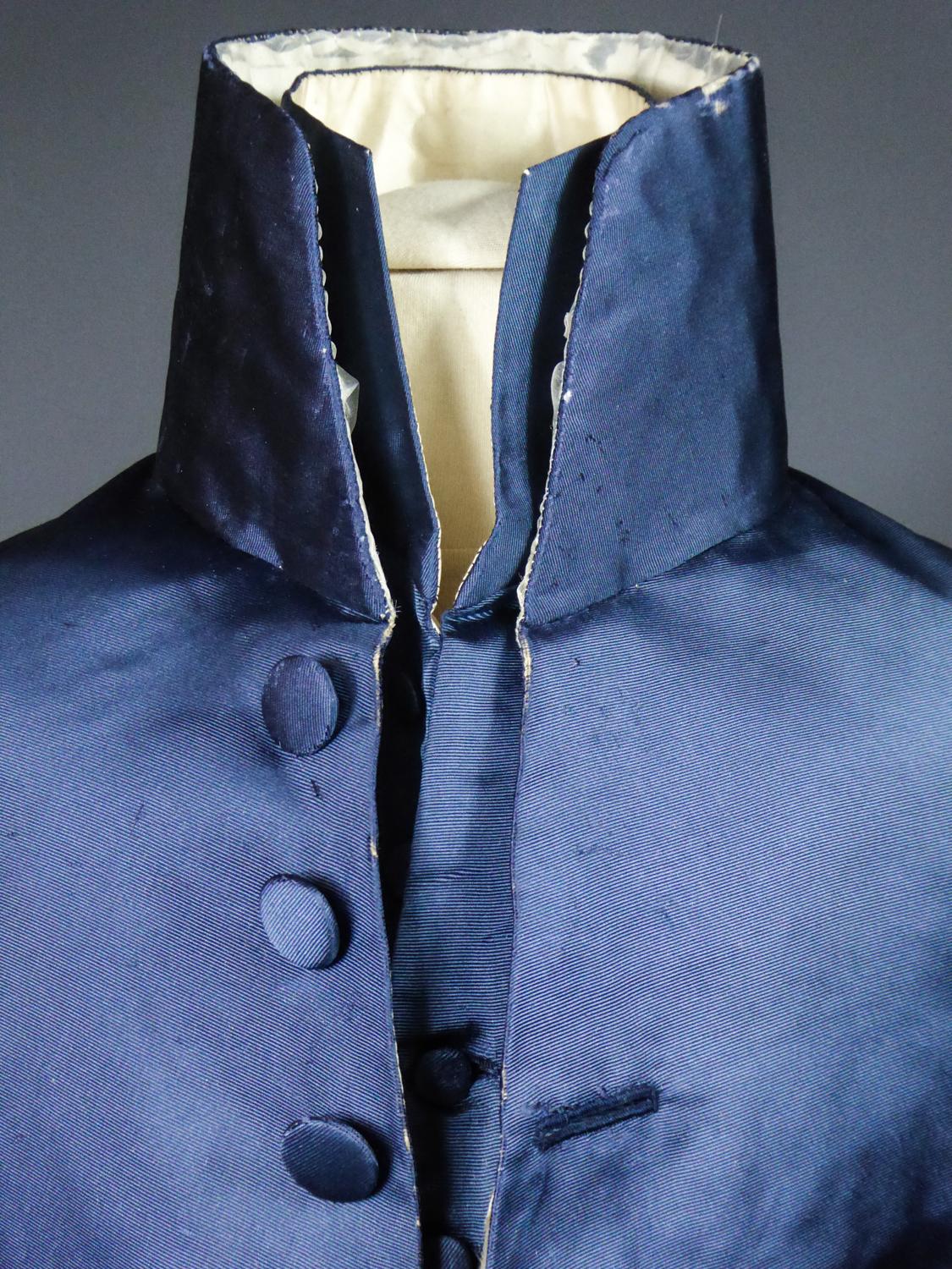  A French Blue Silk Habit de Ville Complete Frock Coat - Napoleonic Period 1805 1