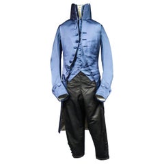 A French Blue Silk Habit de Ville Complete Frock Coat - Napoleonic Period 1805