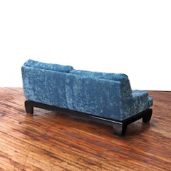 A French Blue Velvet Sofa, C. 1960