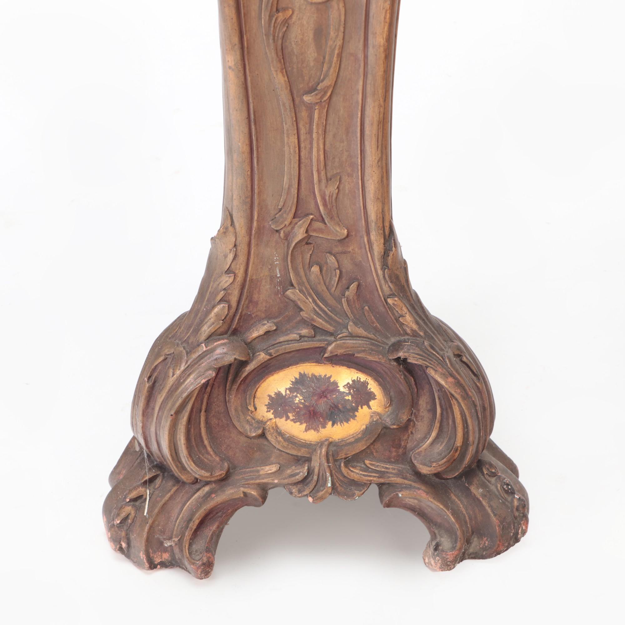 Wood French Bombay Pedestal with Paint Decoration circa 1900 For Sale