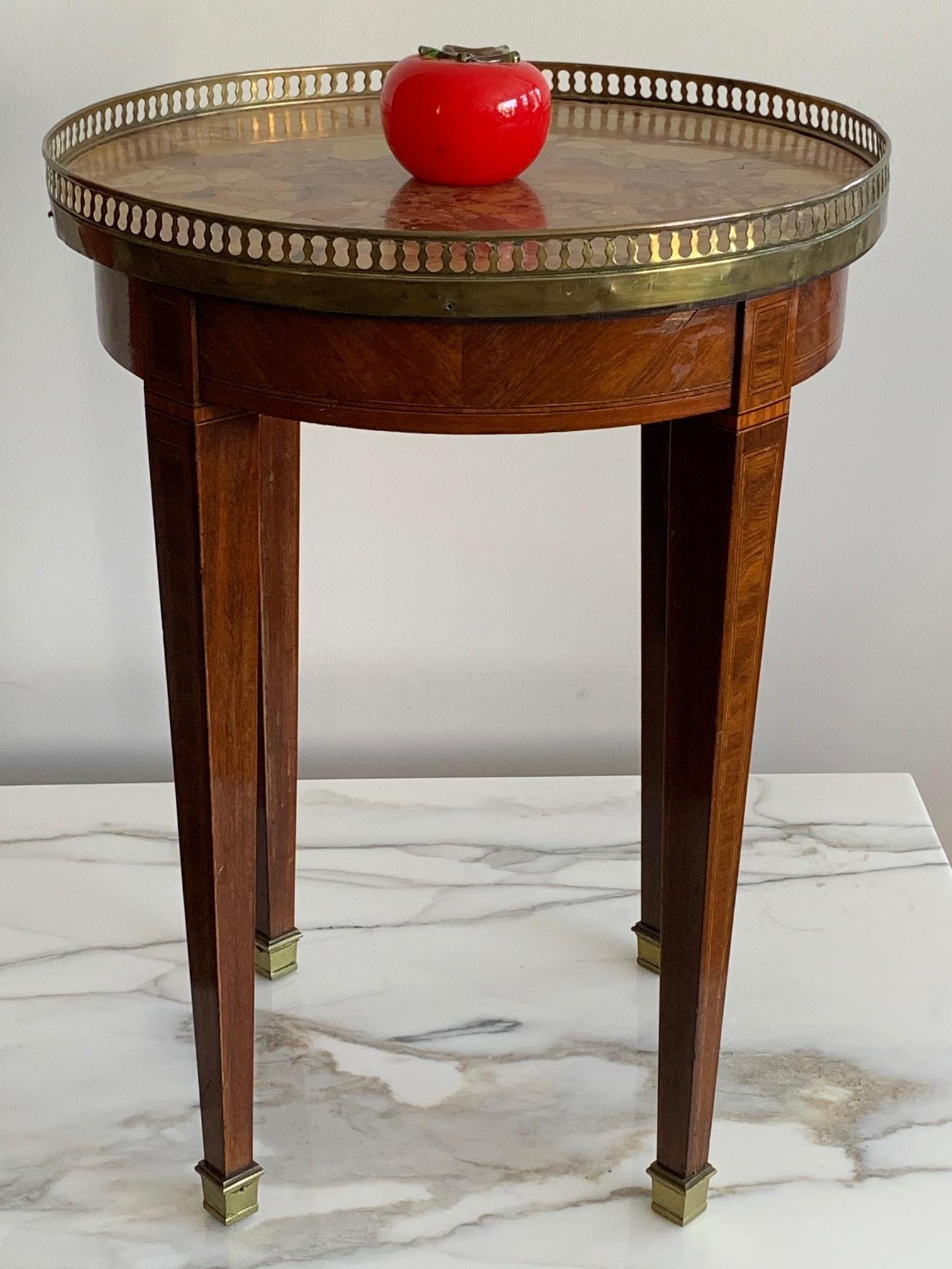 French Bouilotte Table with Marble Top Made by E.Kahn Paris 5