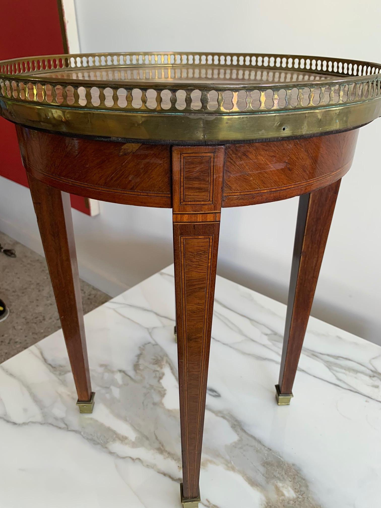 Early 20th Century French Bouilotte Table with Marble Top Made by E.Kahn Paris