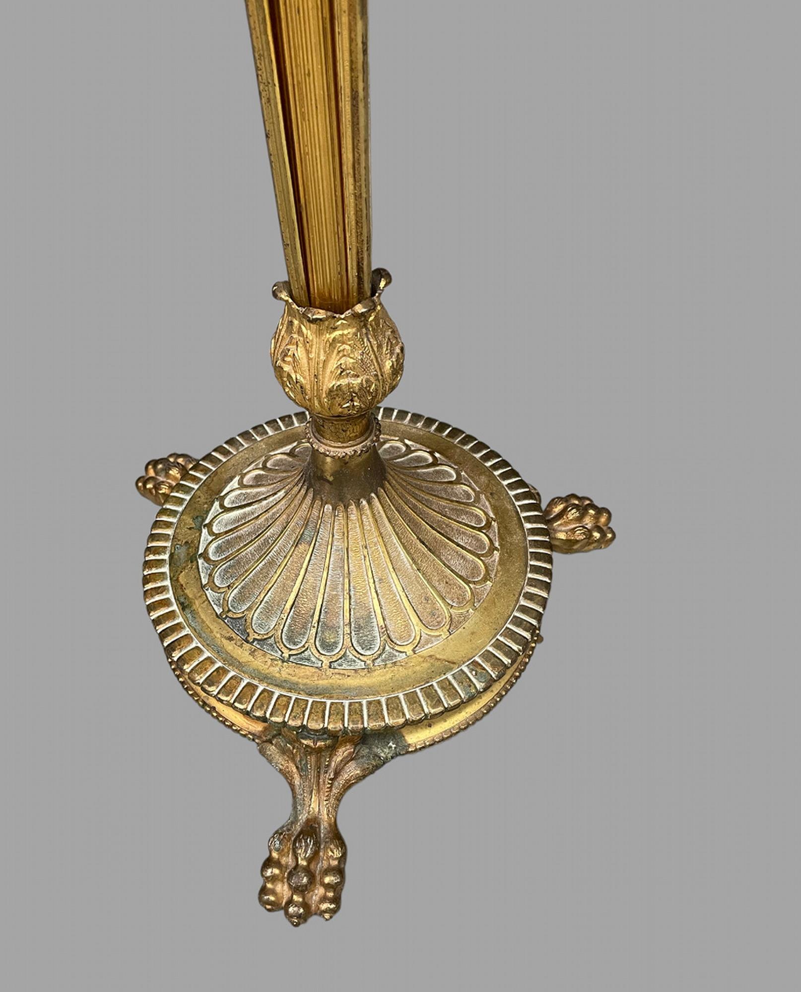 Hand-Crafted French Brass 19th Century Standing Lamp