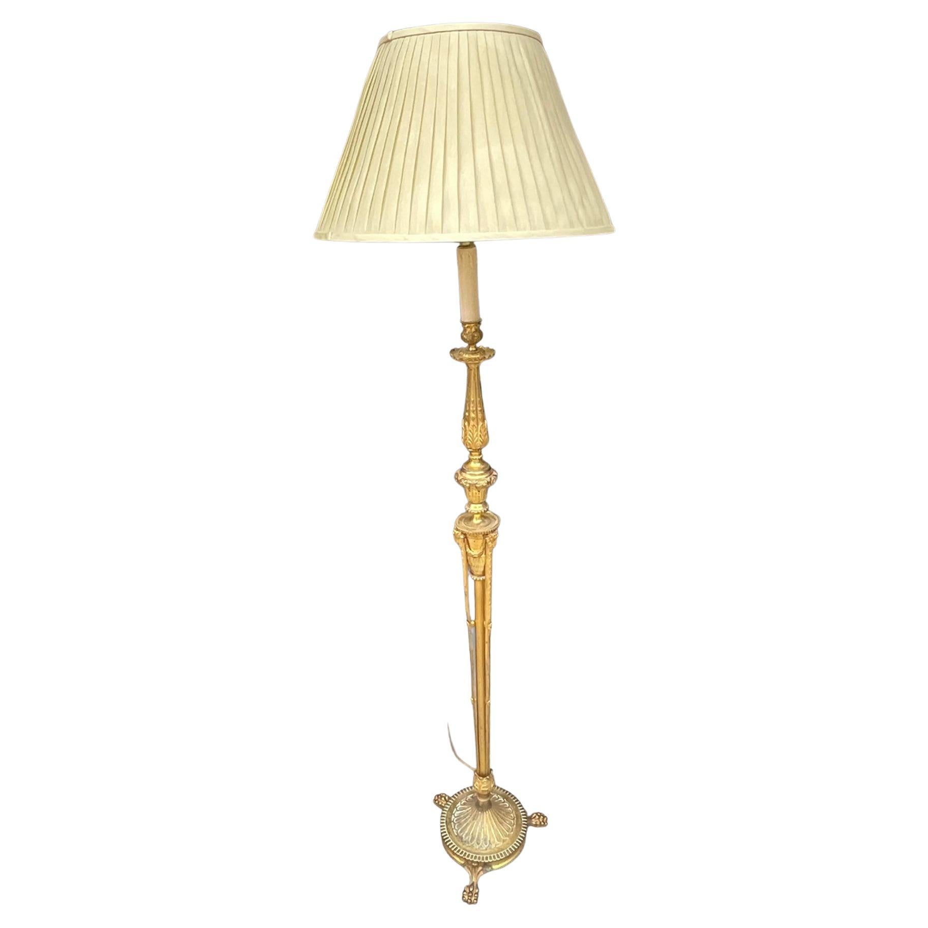 French Brass 19th Century Standing Lamp
