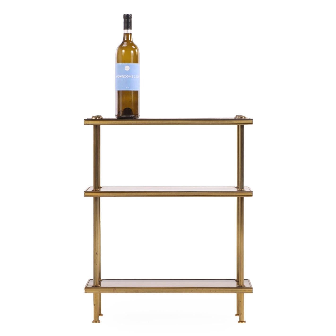 20th Century A French Brass and Glass 3-Tier Table, C. 1950. For Sale