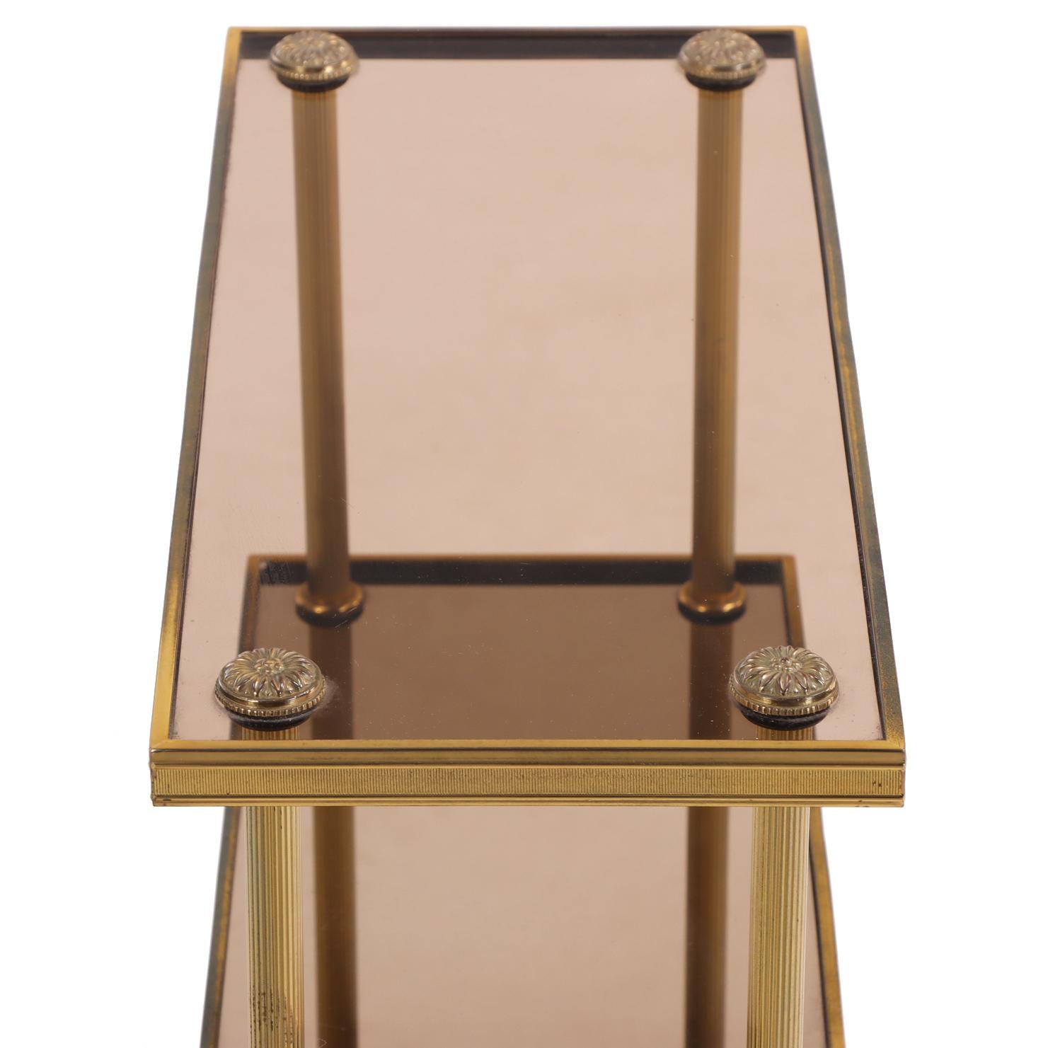 A French Brass and Glass 3-Tier Table, C. 1950. For Sale 1