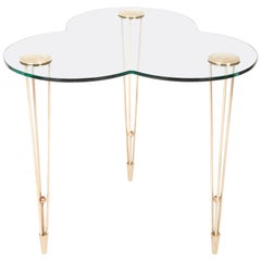 French Brass and Glass Center / Side Table